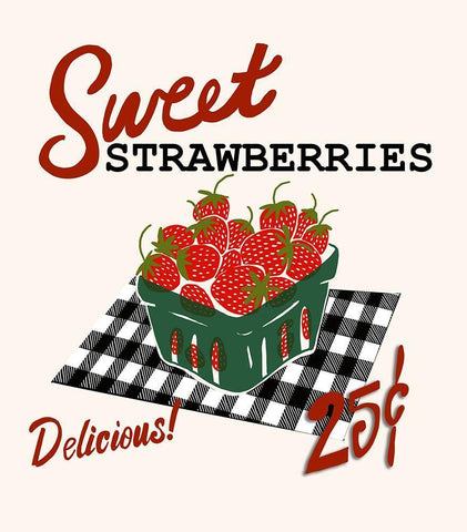 Strawberries White Modern Wood Framed Art Print with Double Matting by Rupp, Mariah