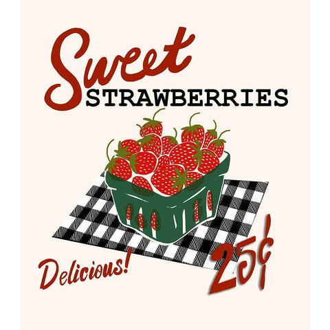 Strawberries Black Modern Wood Framed Art Print by Rupp, Mariah