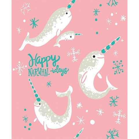 Narwhal-idays Black Modern Wood Framed Art Print with Double Matting by Rupp, Mariah