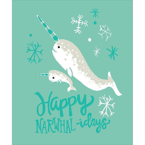 Narwhal-idays II White Modern Wood Framed Art Print by Rupp, Mariah