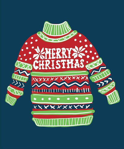 Merry Christmas Sweater II Black Ornate Wood Framed Art Print with Double Matting by Rupp, Mariah