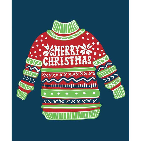Merry Christmas Sweater II Black Modern Wood Framed Art Print by Rupp, Mariah
