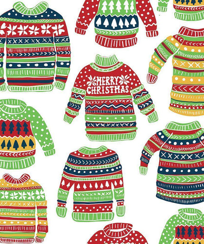 Christmas Sweater Pattern White Modern Wood Framed Art Print with Double Matting by Rupp, Mariah