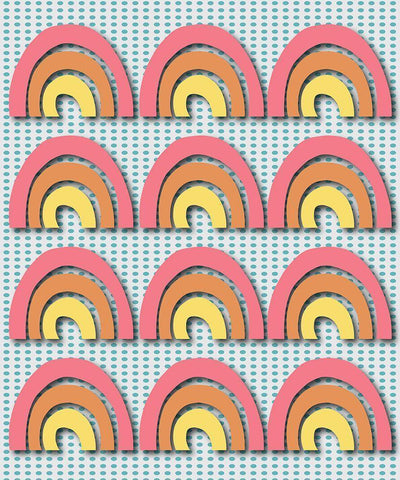 Rainbows White Modern Wood Framed Art Print with Double Matting by Rupp, Mariah