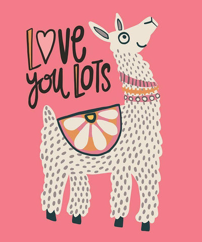 Llama Love Black Ornate Wood Framed Art Print with Double Matting by Rupp, Mariah