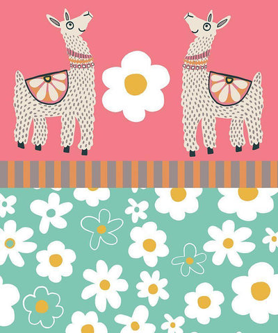 Llamas Black Ornate Wood Framed Art Print with Double Matting by Rupp, Mariah