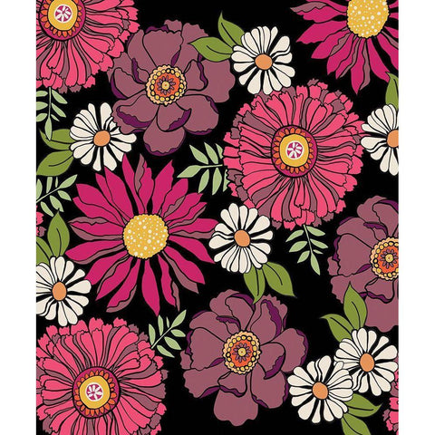 Pink and Black Gold Ornate Wood Framed Art Print with Double Matting by Rupp, Mariah