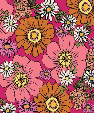 Pink and Orange White Modern Wood Framed Art Print with Double Matting by Rupp, Mariah