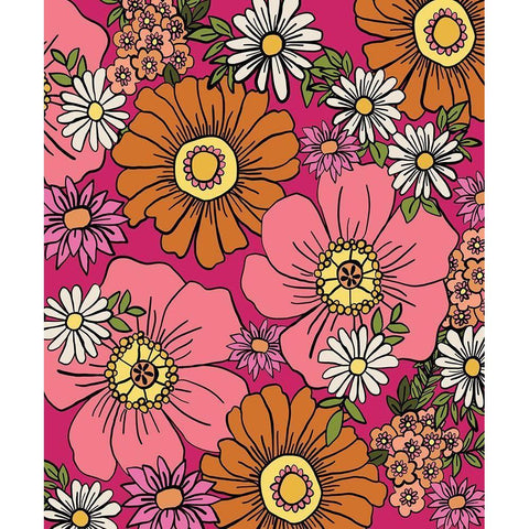 Pink and Orange Black Modern Wood Framed Art Print by Rupp, Mariah