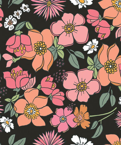 Peach and Pink Black Ornate Wood Framed Art Print with Double Matting by Rupp, Mariah