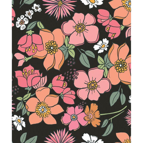 Peach and Pink Black Modern Wood Framed Art Print by Rupp, Mariah