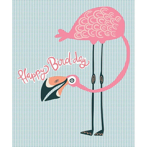Birthday Flamingo Gold Ornate Wood Framed Art Print with Double Matting by Rupp, Mariah