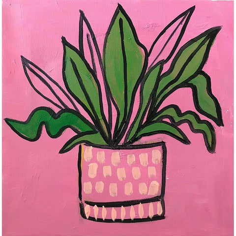 Plant on Pink Black Modern Wood Framed Art Print by Rupp, Mariah