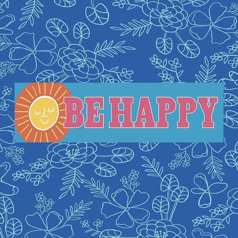 Be Happy Black Modern Wood Framed Art Print by Rupp, Mariah