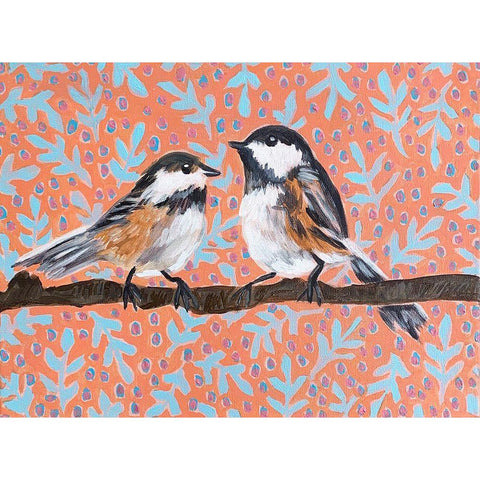 Two Chickadees White Modern Wood Framed Art Print by Rupp, Mariah