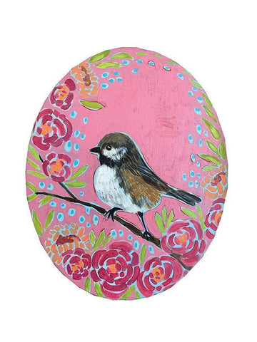 Chickadee White Modern Wood Framed Art Print with Double Matting by Rupp, Mariah