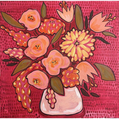 Raspberry Floral Gold Ornate Wood Framed Art Print with Double Matting by Rupp, Mariah