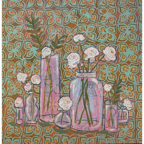 Ranunculus Black Modern Wood Framed Art Print by Rupp, Mariah