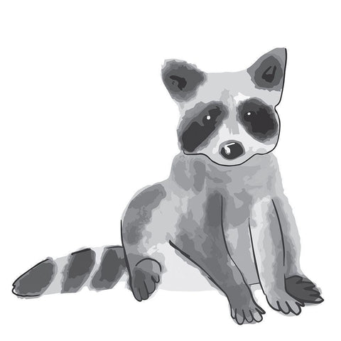 Raccoon White Modern Wood Framed Art Print by Rupp, Mariah