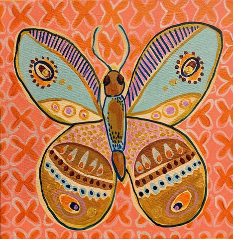 Boho Butterfly IV White Modern Wood Framed Art Print with Double Matting by Rupp, Mariah