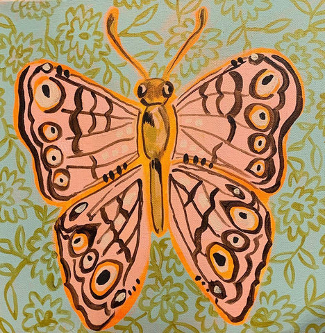 Boho Butterfly V White Modern Wood Framed Art Print with Double Matting by Rupp, Mariah