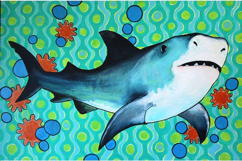 Shark White Modern Wood Framed Art Print with Double Matting by Rupp, Mariah