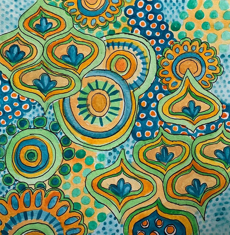 Psychedelic Geometrics White Modern Wood Framed Art Print with Double Matting by Rupp, Mariah