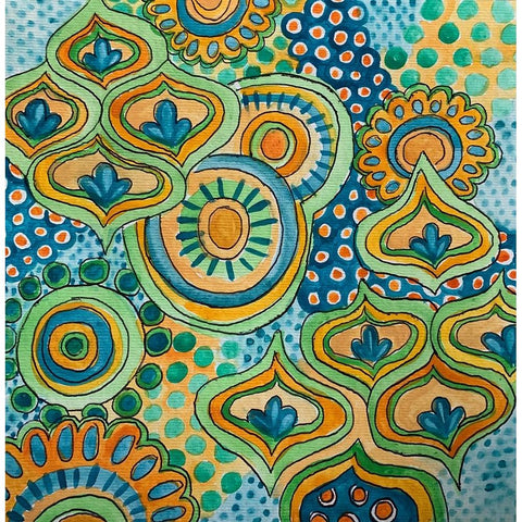 Psychedelic Geometrics White Modern Wood Framed Art Print by Rupp, Mariah