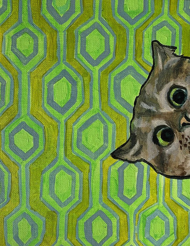 Peeking on Green White Modern Wood Framed Art Print with Double Matting by Rupp, Mariah