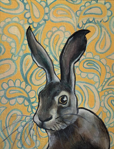 Bunny Rabbit White Modern Wood Framed Art Print with Double Matting by Rupp, Mariah