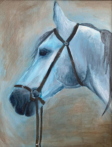 Horse White Modern Wood Framed Art Print with Double Matting by Rupp, Mariah