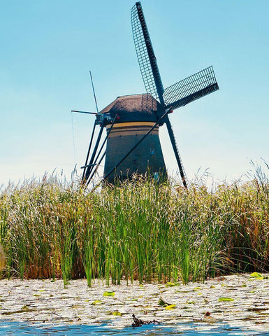 Windmill I White Modern Wood Framed Art Print with Double Matting by Singleton, Ashley