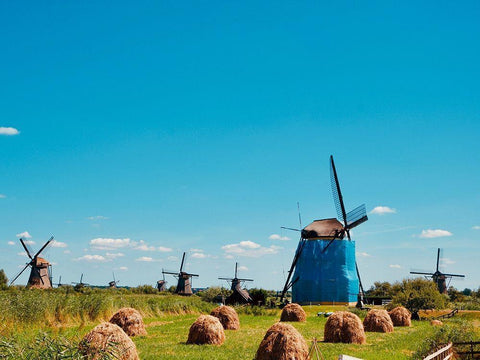 Windmill VI White Modern Wood Framed Art Print with Double Matting by Singleton, Ashley