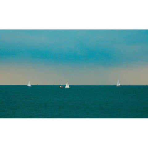 Horizon Line White Modern Wood Framed Art Print by Singleton, Ashley