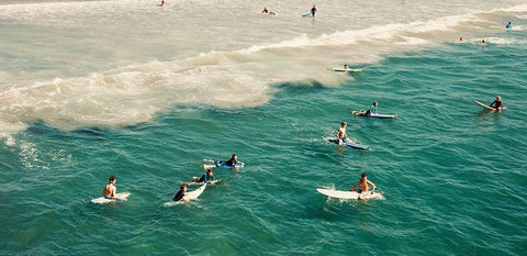 Surfers White Modern Wood Framed Art Print with Double Matting by Singleton, Ashley