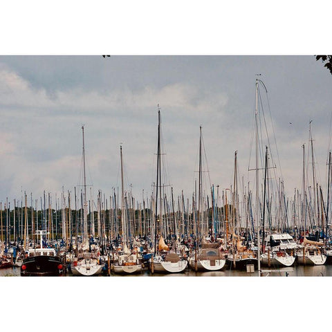 Boats Black Modern Wood Framed Art Print with Double Matting by Singleton, Ashley