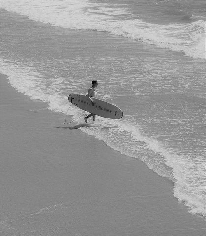 BW Surfer Black Ornate Wood Framed Art Print with Double Matting by Singleton, Ashley