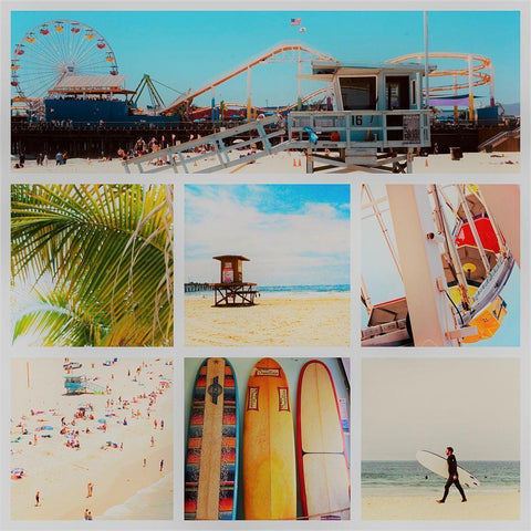 Surfer Collage White Modern Wood Framed Art Print by Singleton, Ashley