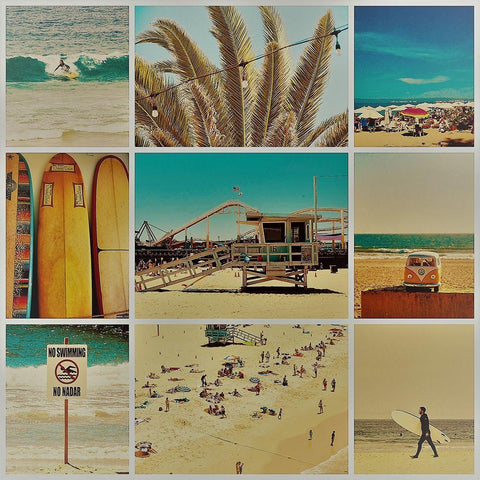 Surfer Collage III White Modern Wood Framed Art Print by Singleton, Ashley