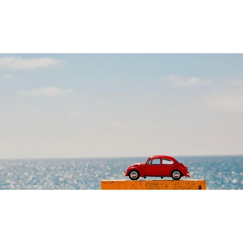 Red Car IV White Modern Wood Framed Art Print by Singleton, Ashley