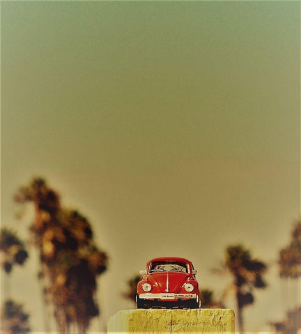 Red Car VII White Modern Wood Framed Art Print with Double Matting by Singleton, Ashley