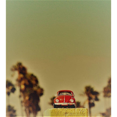 Red Car VII White Modern Wood Framed Art Print by Singleton, Ashley