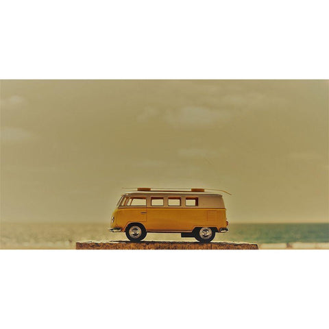 Yellow Bus Black Modern Wood Framed Art Print with Double Matting by Singleton, Ashley