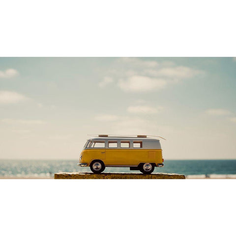 Yellow Bus II White Modern Wood Framed Art Print by Singleton, Ashley