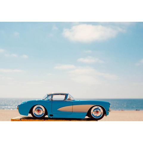 Blue Car Black Modern Wood Framed Art Print with Double Matting by Singleton, Ashley