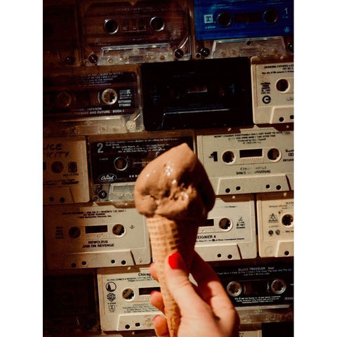 Ice Cream Cassettes Black Modern Wood Framed Art Print with Double Matting by Singleton, Ashley