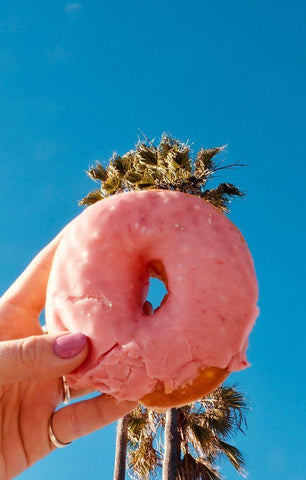 Pink Donut Black Ornate Wood Framed Art Print with Double Matting by Singleton, Ashley