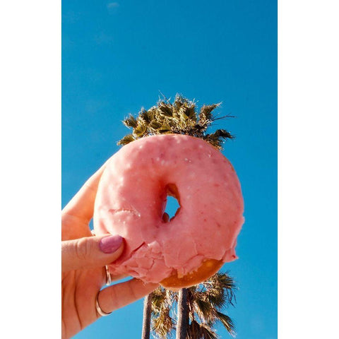 Pink Donut Black Modern Wood Framed Art Print with Double Matting by Singleton, Ashley