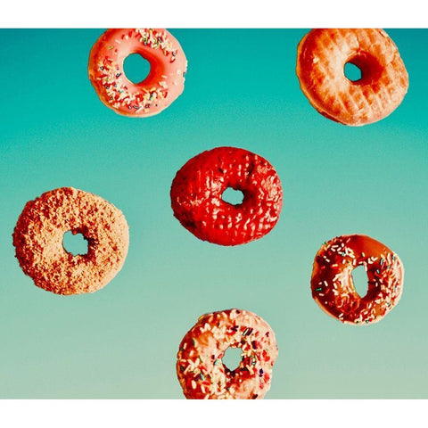 Donuts Black Modern Wood Framed Art Print with Double Matting by Singleton, Ashley