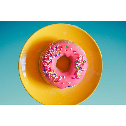 Pink Donut Black Modern Wood Framed Art Print with Double Matting by Singleton, Ashley